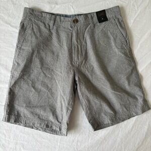 NWT 14th & Union Mens Gray Flat Front Slim Fit Summer Modern Chino Shorts Sz 32